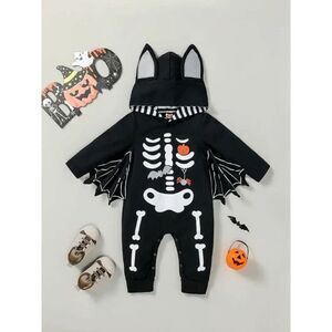 Brand New Baby Boy Halloween Bat Skeleton Romper Jumpsuit Size 12-18MO